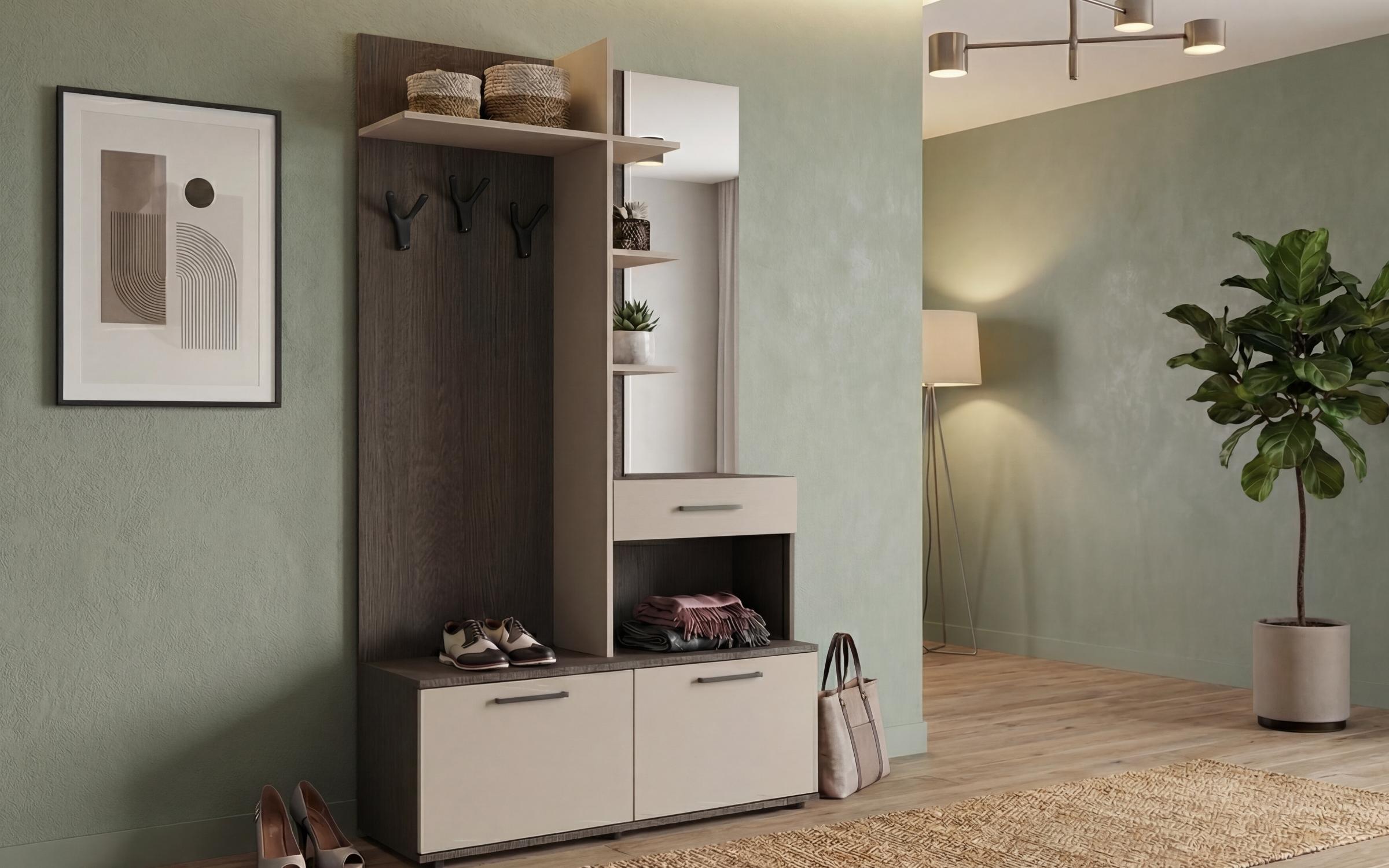 Set Hall tree Daily + dresser Space A, Anthracite oak + cashmere  4